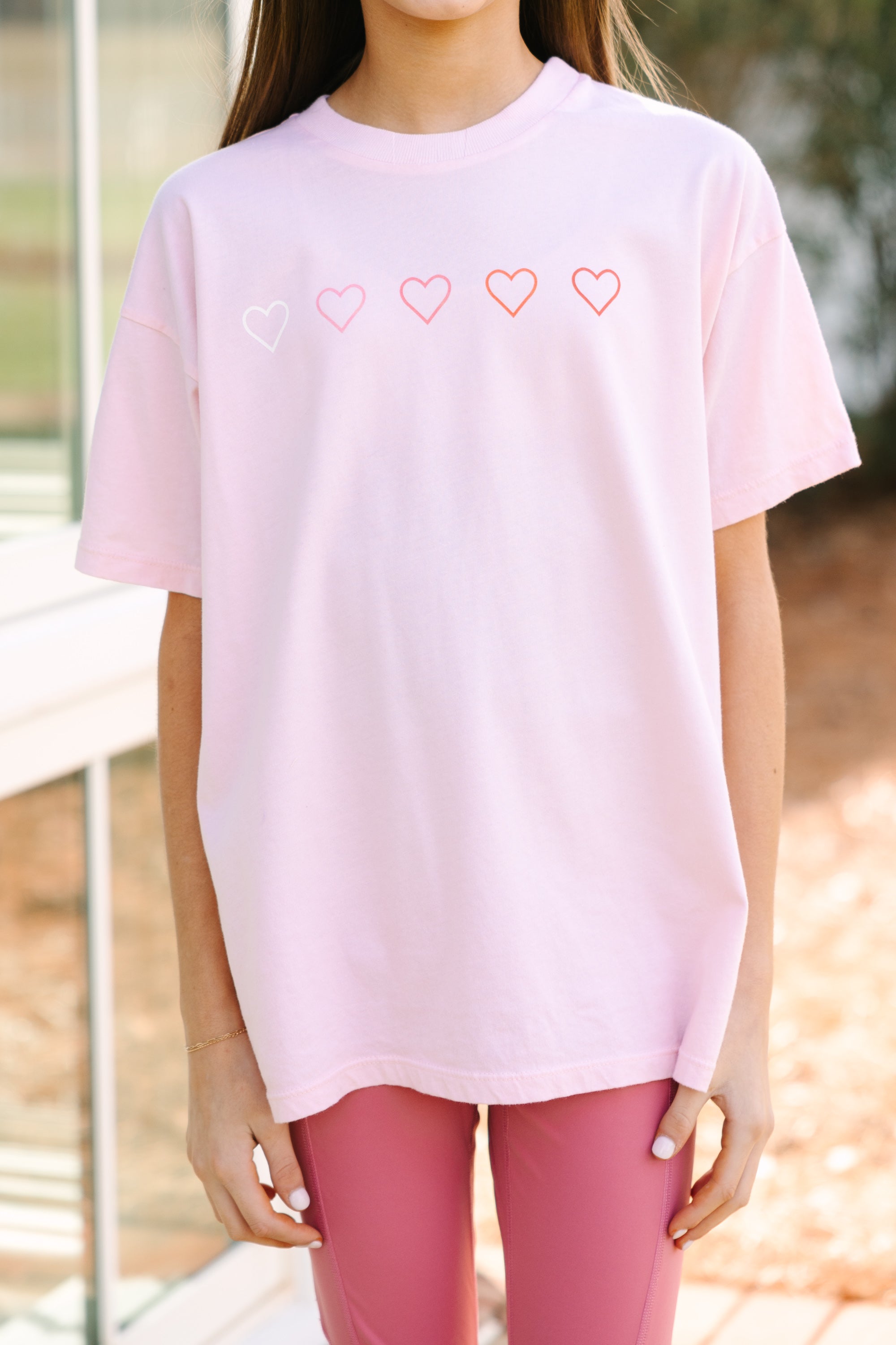 Girls: Blush Pink Oversized Graphic Tee