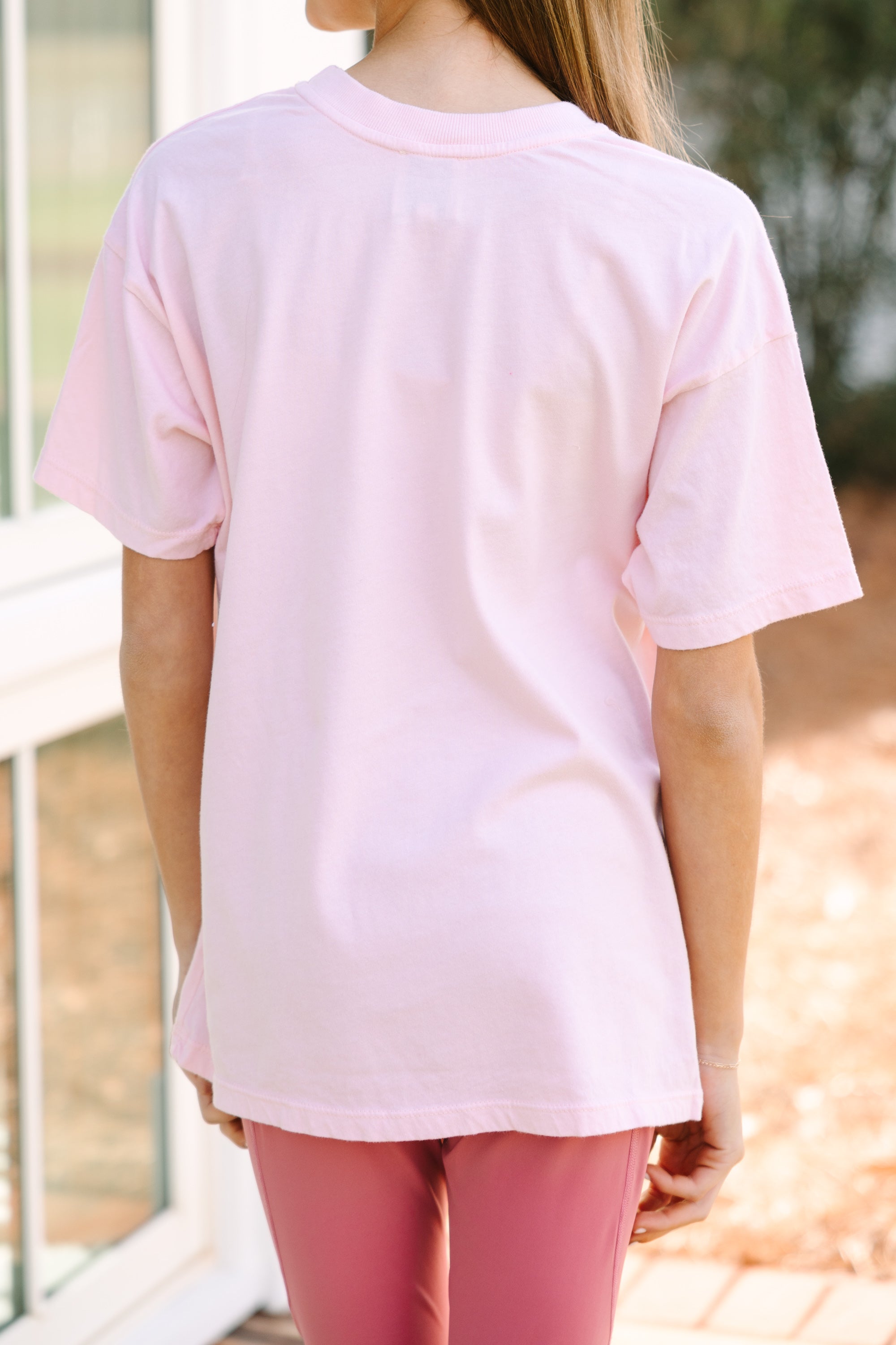 Girls: Blush Pink Oversized Graphic Tee