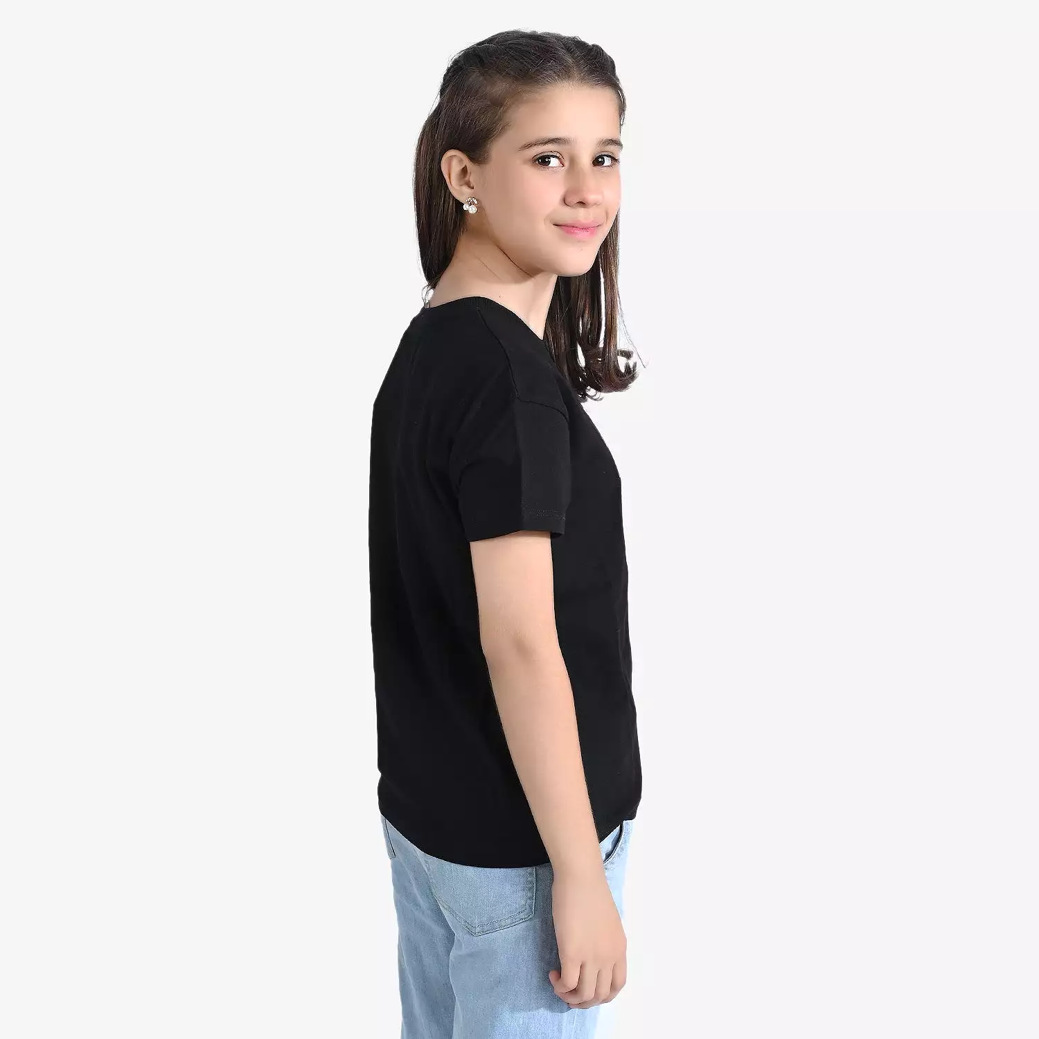 Girls Cotton Jersey T-Shirt Beautiful-Jet Black