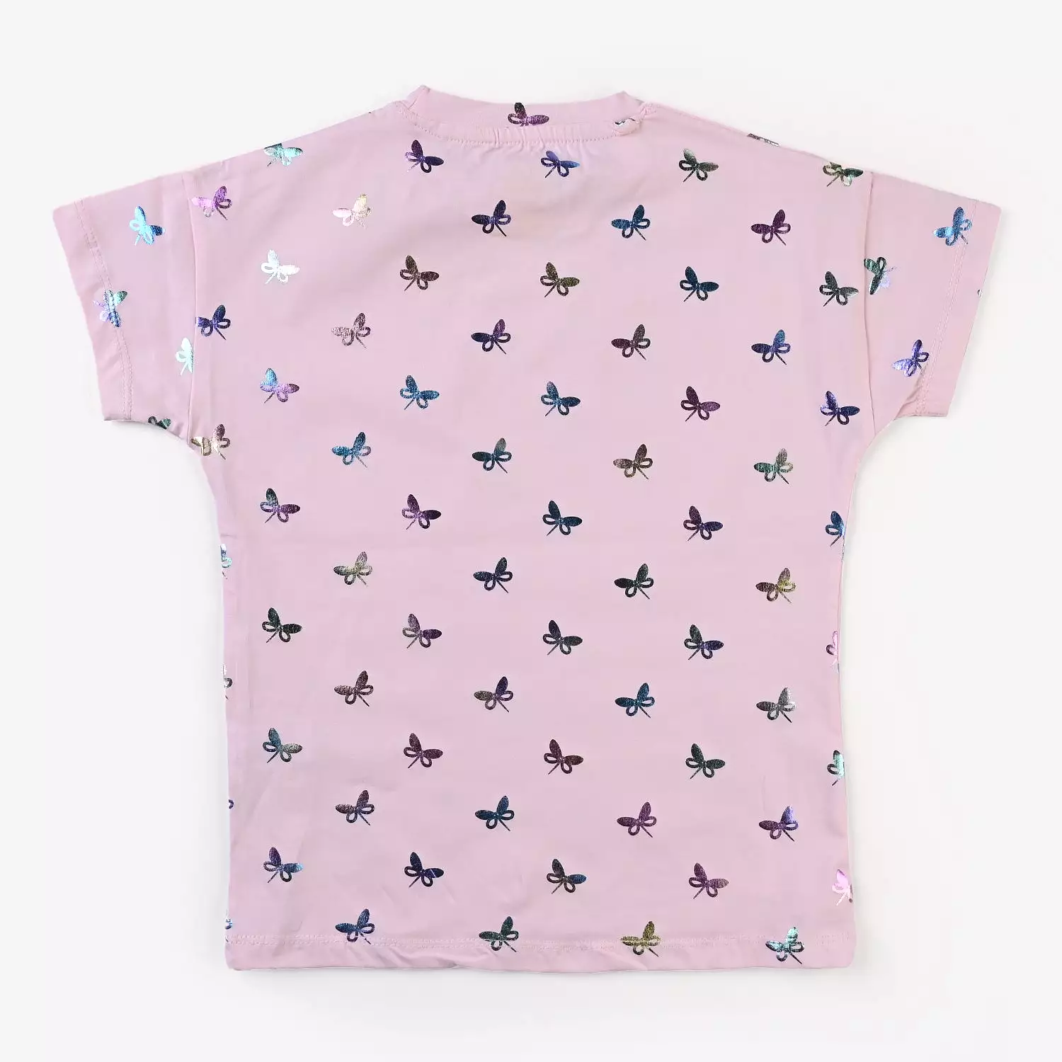 Girls Cotton Jersey T-Shirt Butterfly Print Light Pink