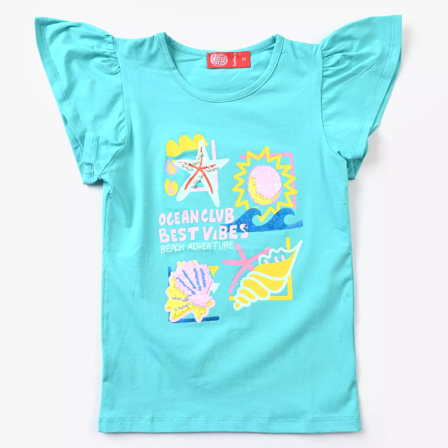 Girls Green Lycra Jersey T-Shirt - Best Vibes | Buy Now