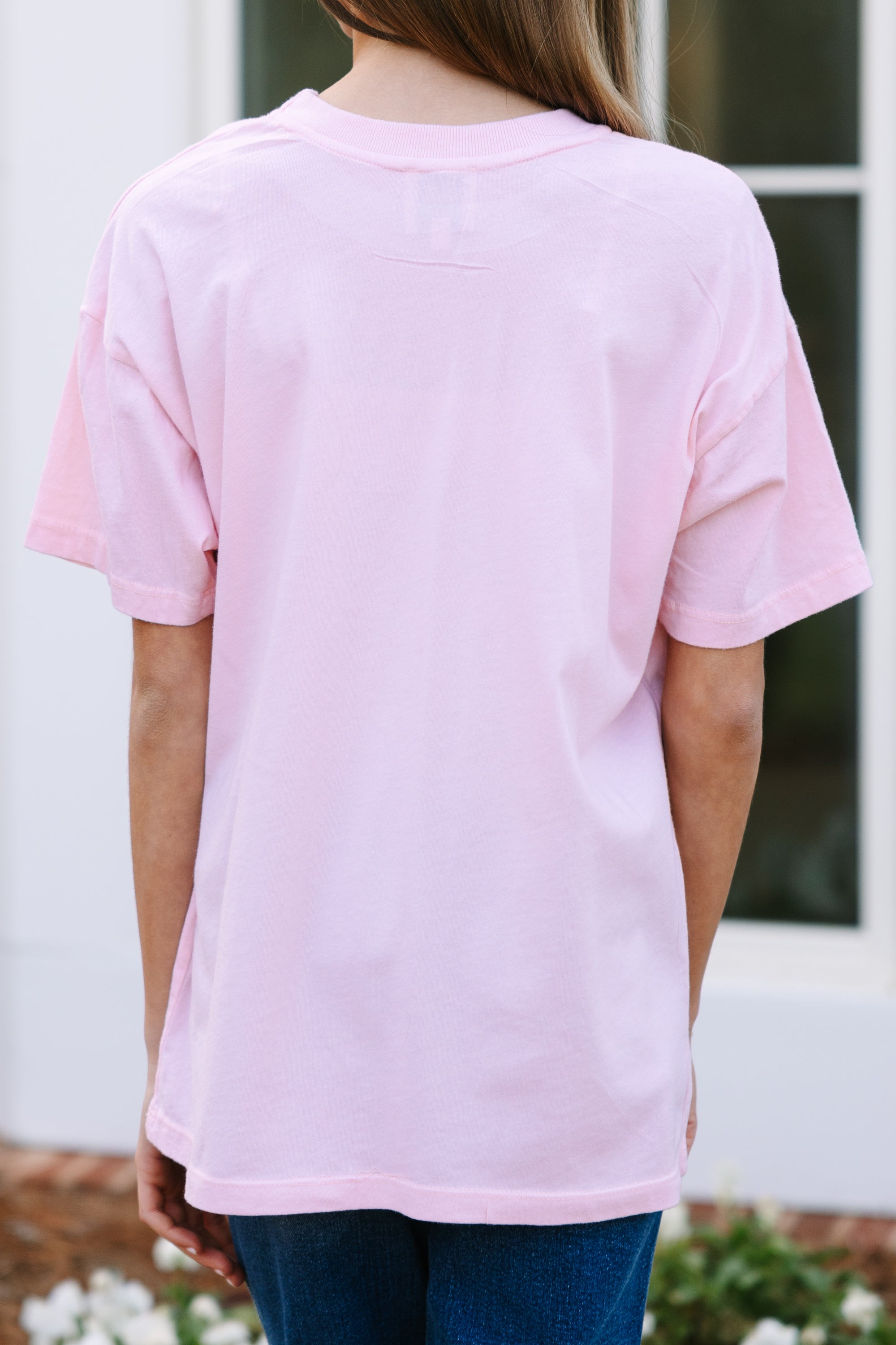 Girls: Heart Eyes Blush Pink Oversized Graphic T-Shirt