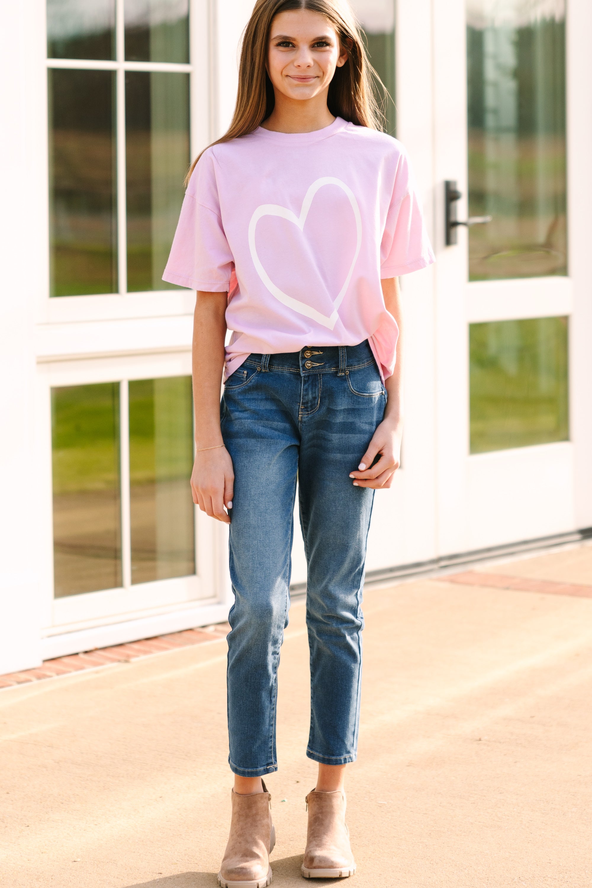 Girls Lilac Oversized Graphic Tee