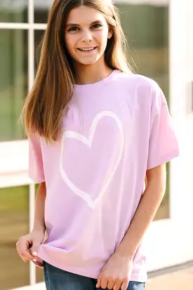 Girls Lilac Oversized Graphic Tee