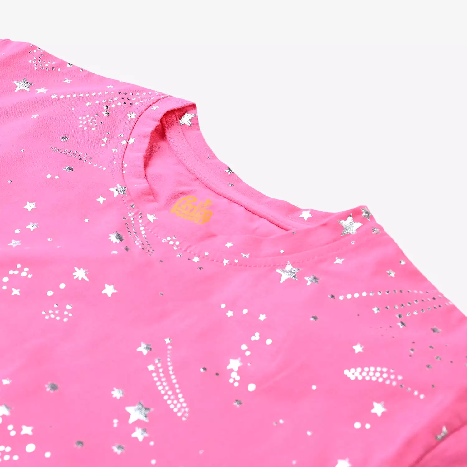 Girls Pink Star Print Cotton Jersey T-Shirt