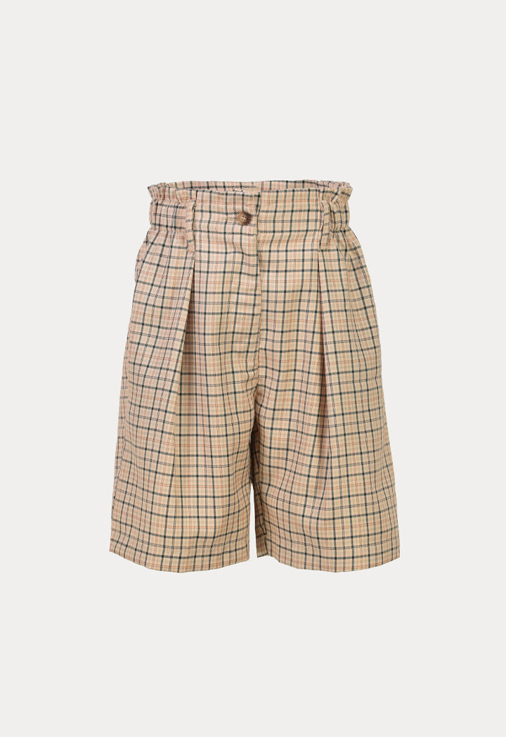 Girls Plaid Side Waist Trousers