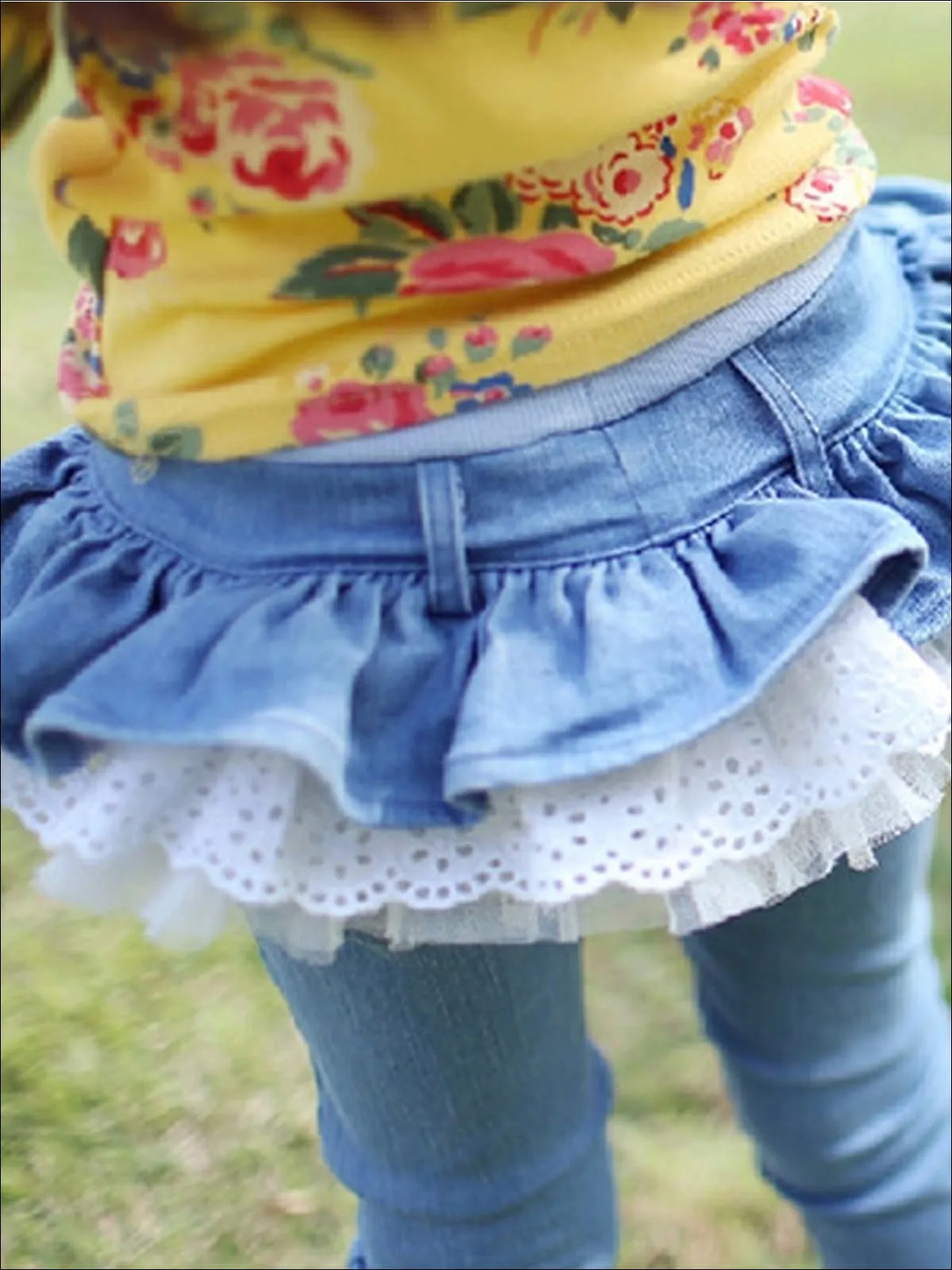 Ruffled Tutu Skirt Jeans for Girls