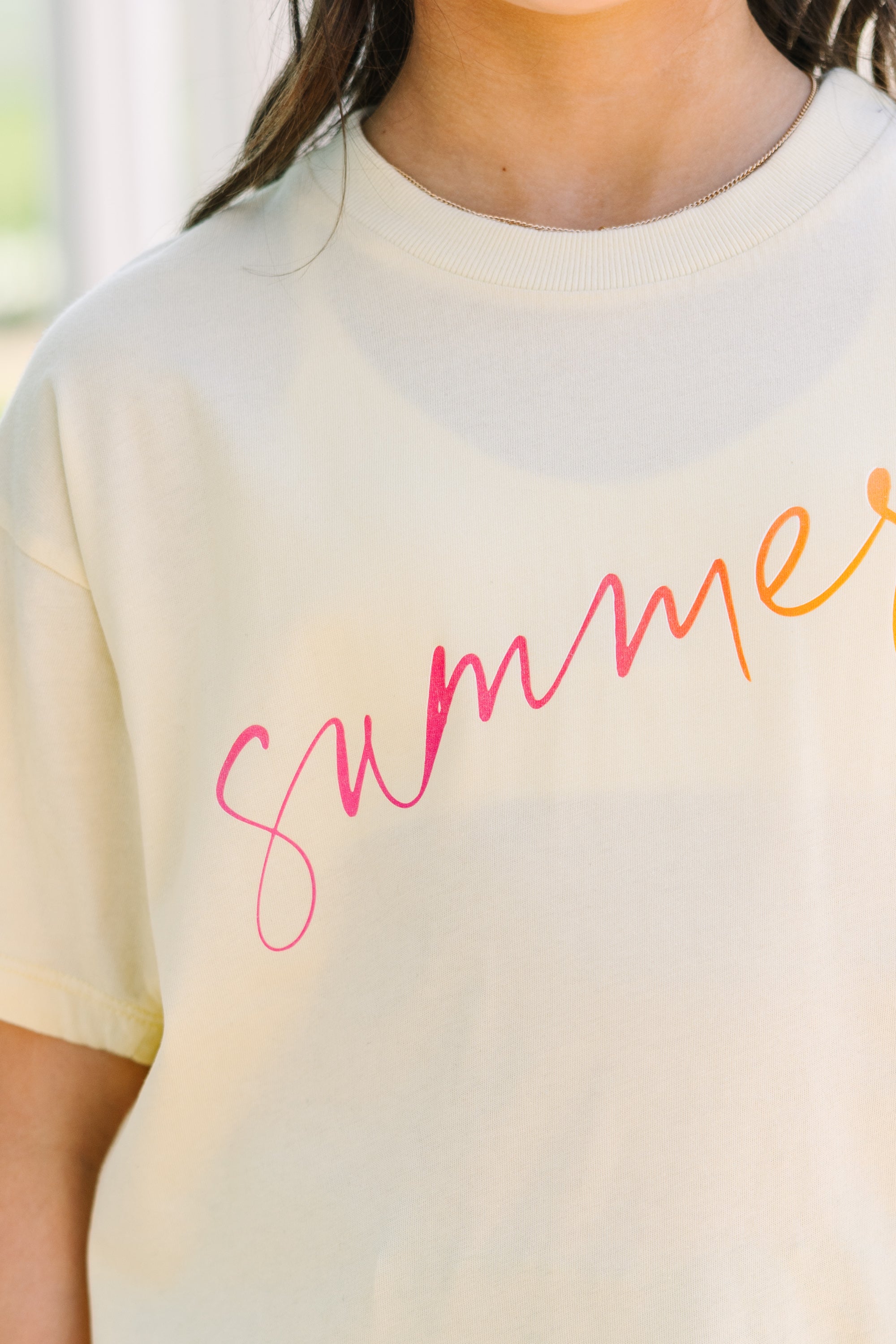 Girls Summer Yellow Oversized Graphic Tee