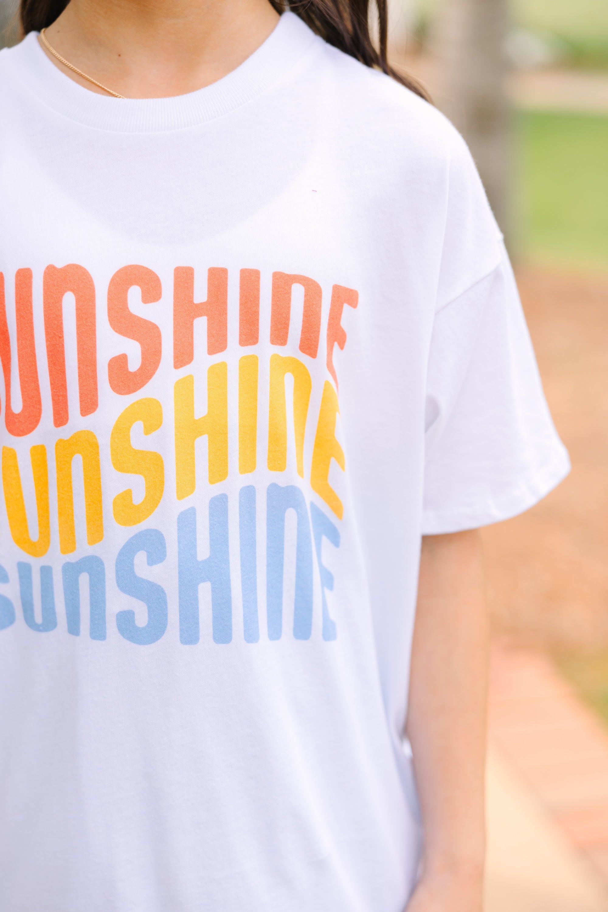 Girls Sunshine White Oversized Graphic Tee