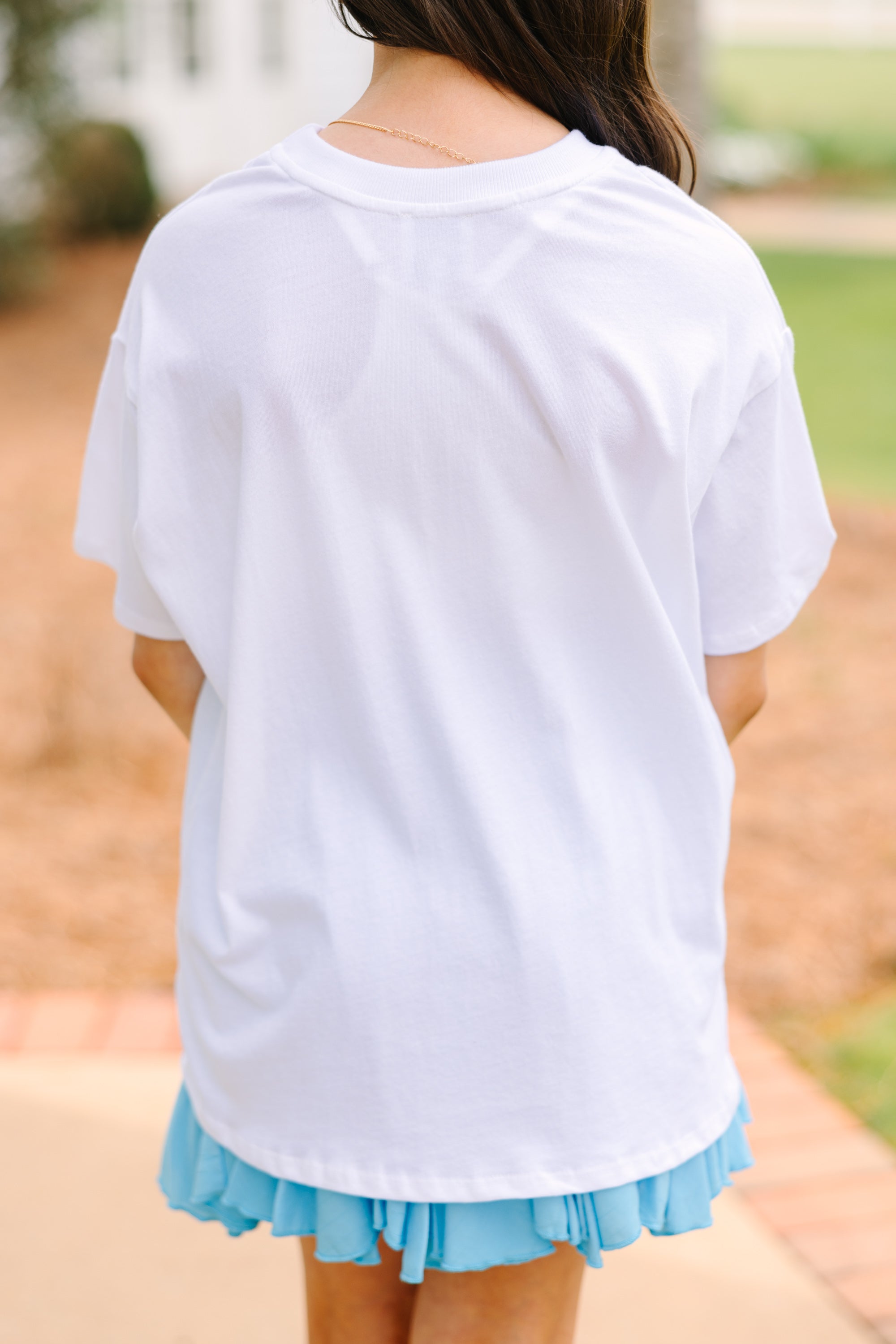 Girls Sunshine White Oversized Graphic Tee