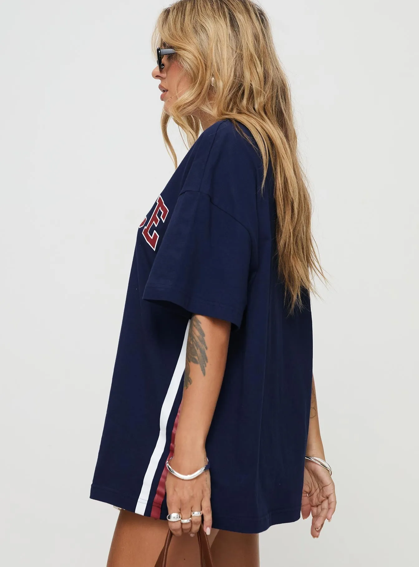 Blue Oversized Tee with France Goal Print