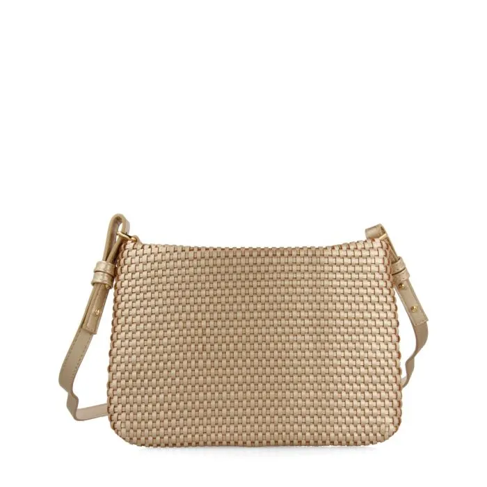 gold crossbody bag, morvah braiding