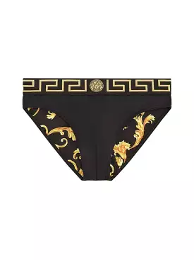 Greca pattern swim shorts