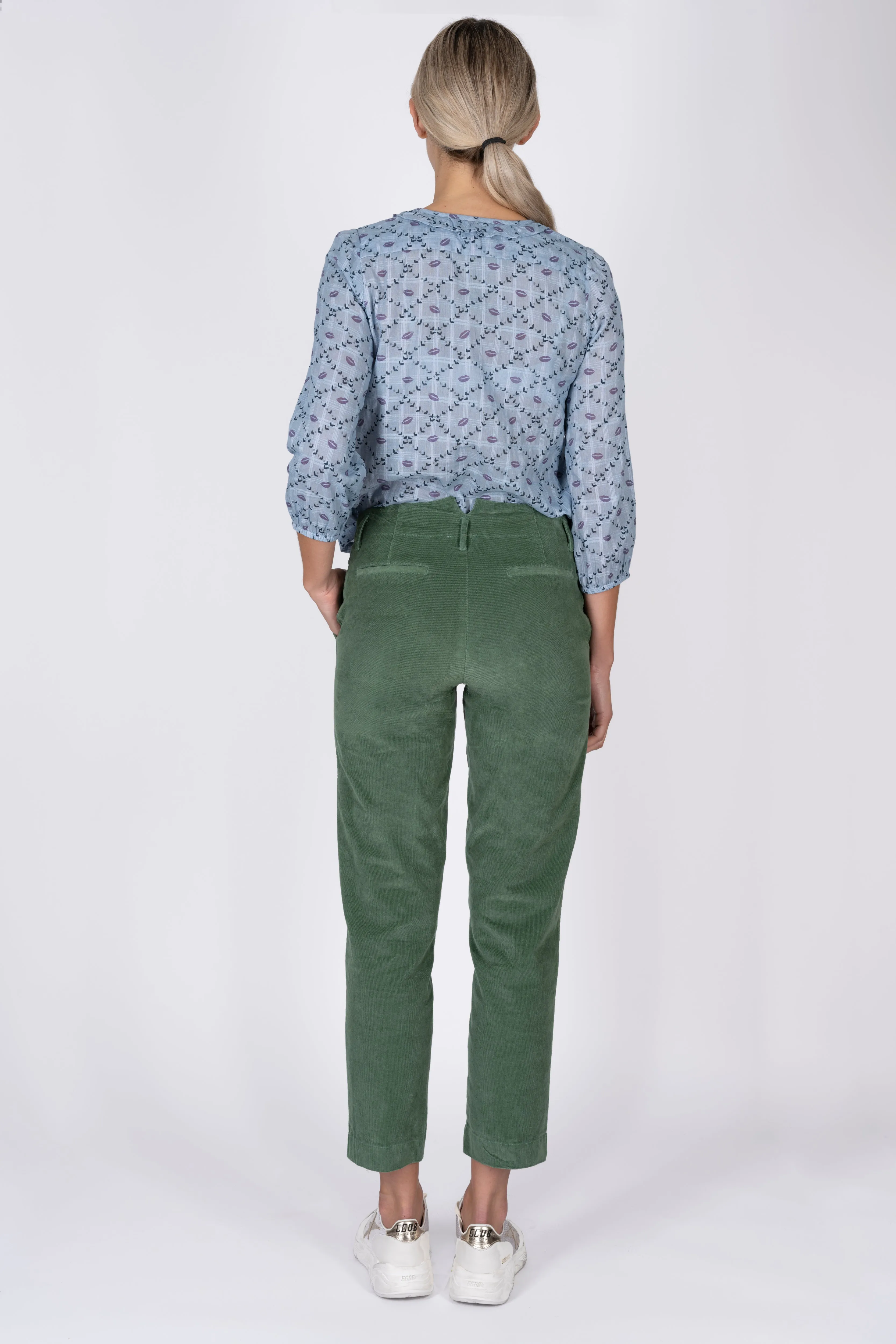 Green Stretch Pincord Chino Pants