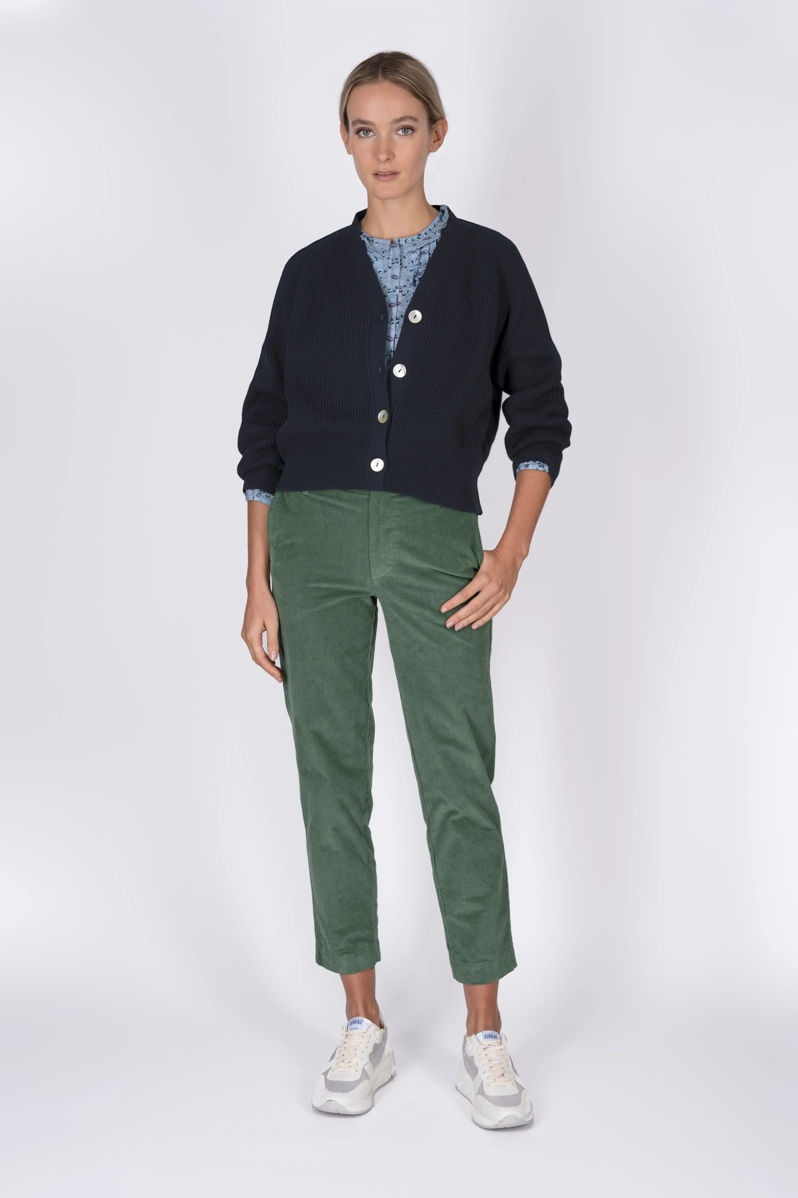 Green Stretch Pincord Chino Pants