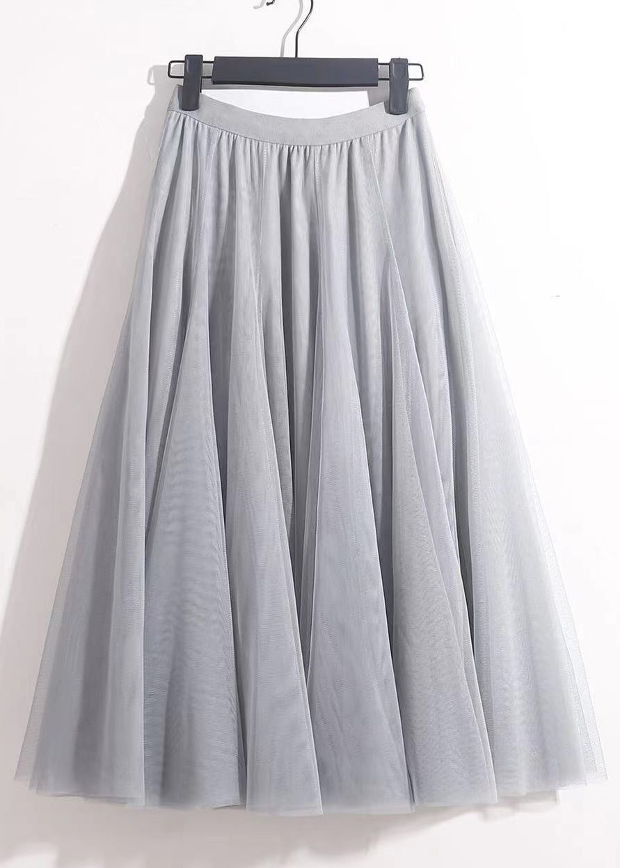 Grey Elastic Waist Tulle Skirt - AS1008