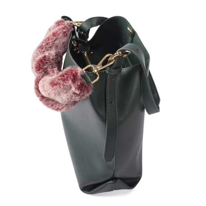 Hecla green shopper bag, furry handle