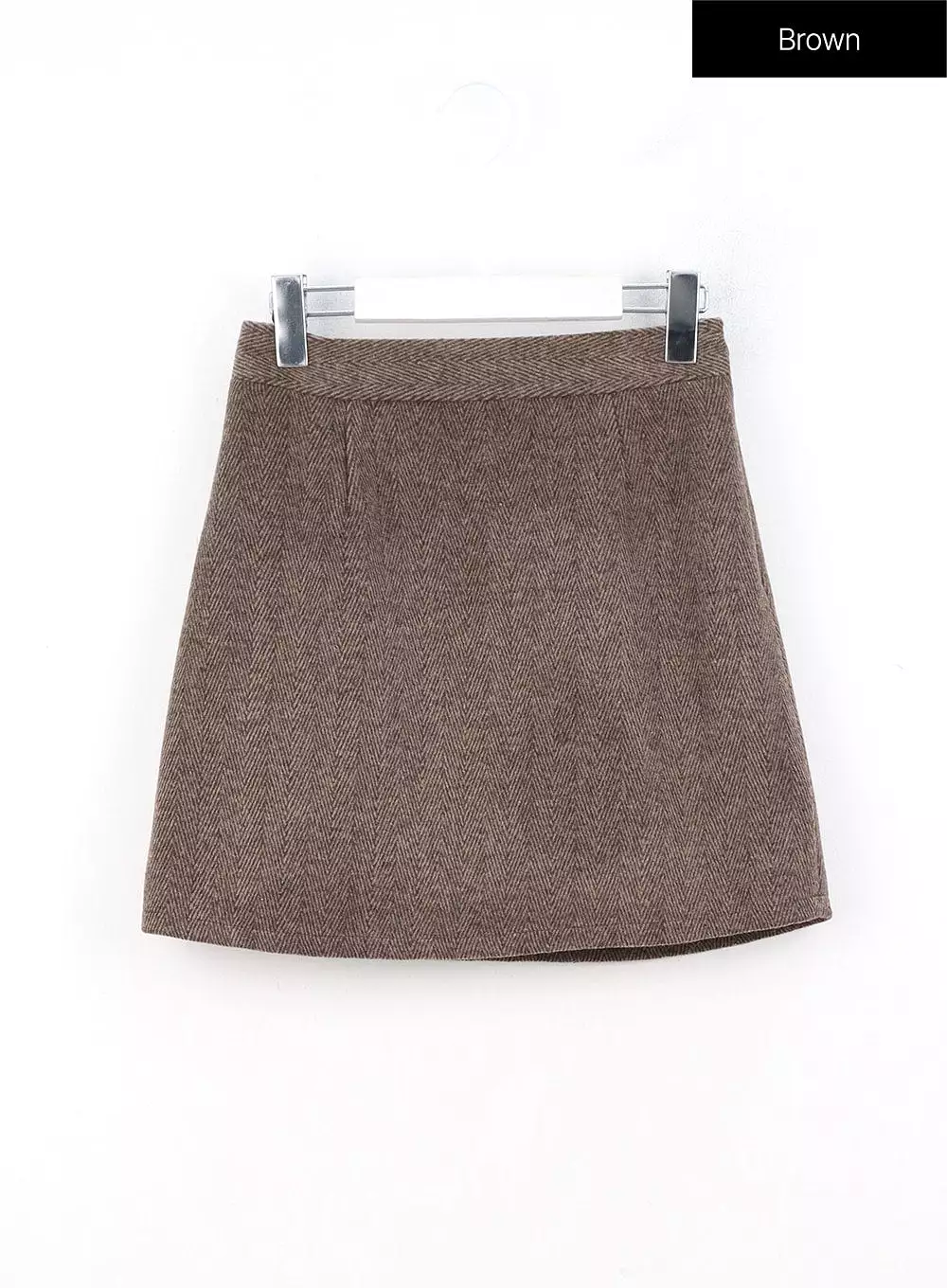 Herringbone Mini Skirt - Wool Blend - OO327.