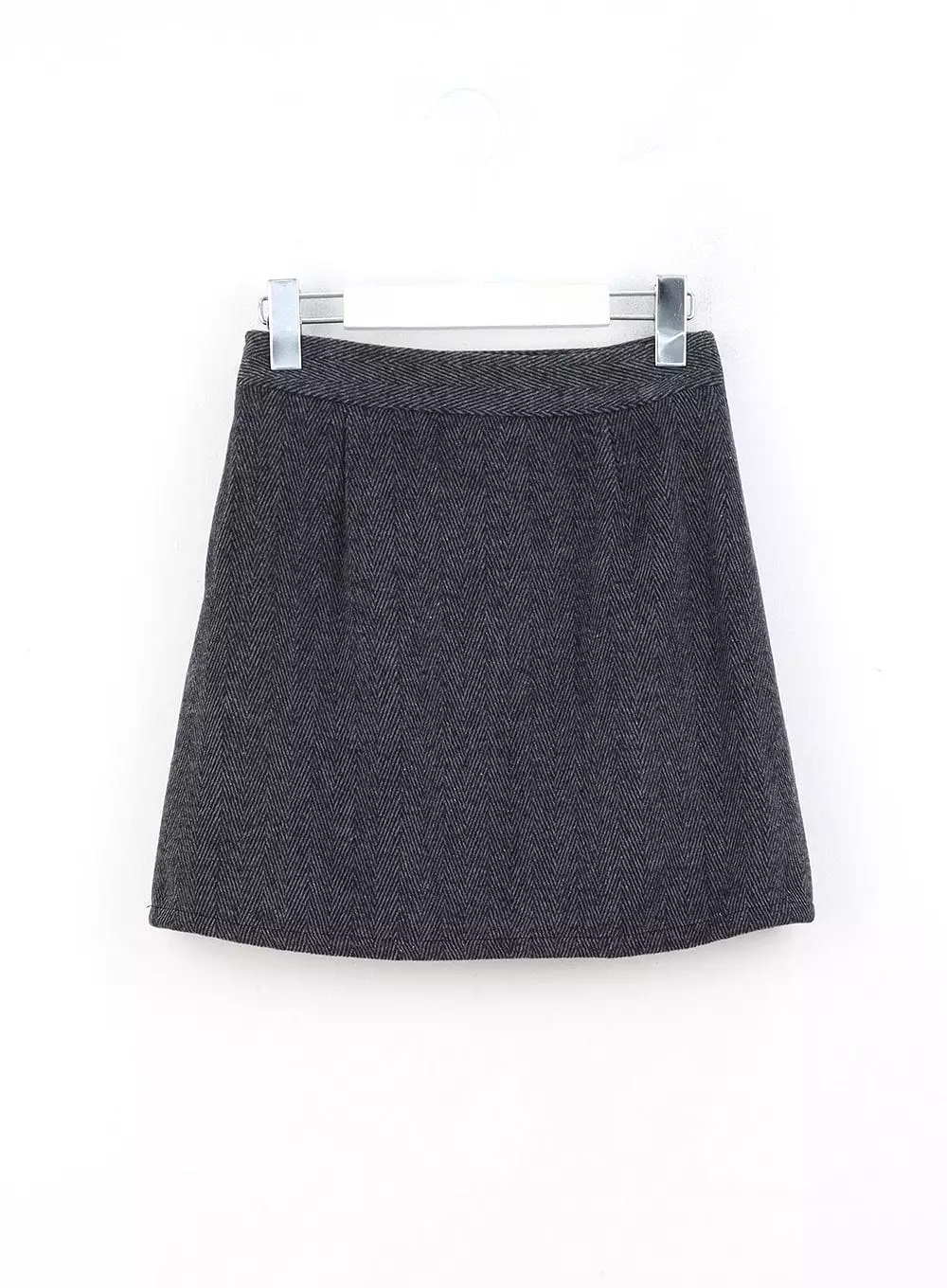 Herringbone Mini Skirt - Wool Blend - OO327.