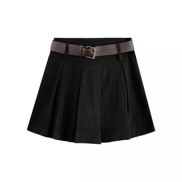 High Rise Pleated Mini Skirt - A-Line Style