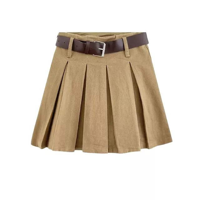 High Rise Pleated Mini Skirt - A-Line Style