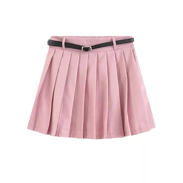 High Waist Pleated Mini Skirt