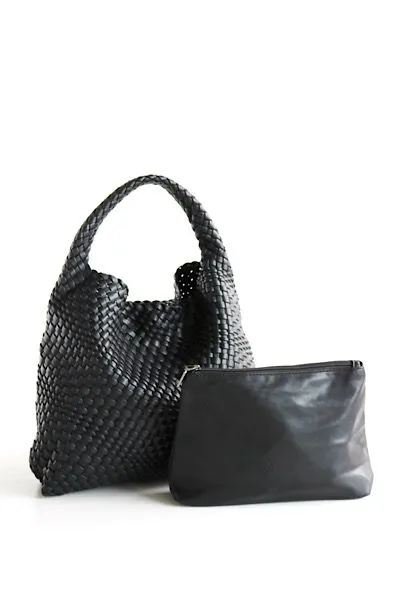 Hobo Woven Tote Bag, Vegan Leather, Weave Design