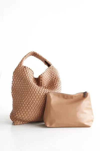 Hobo Woven Tote Bag, Vegan Leather, Weave Design