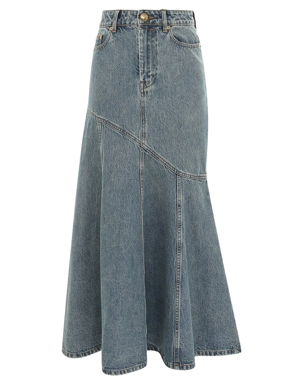 Contemporary Denim Midi Skirt