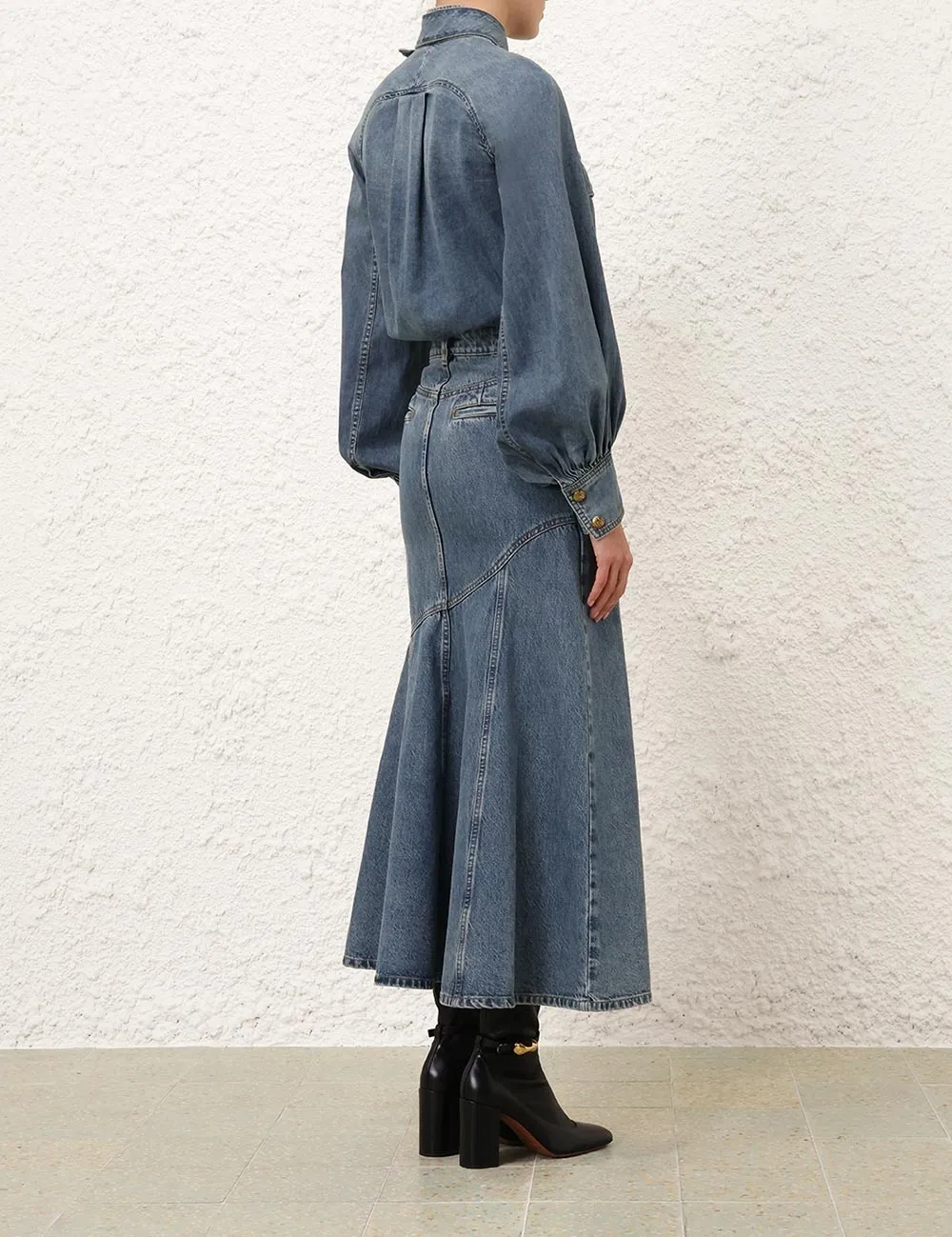 Contemporary Denim Midi Skirt