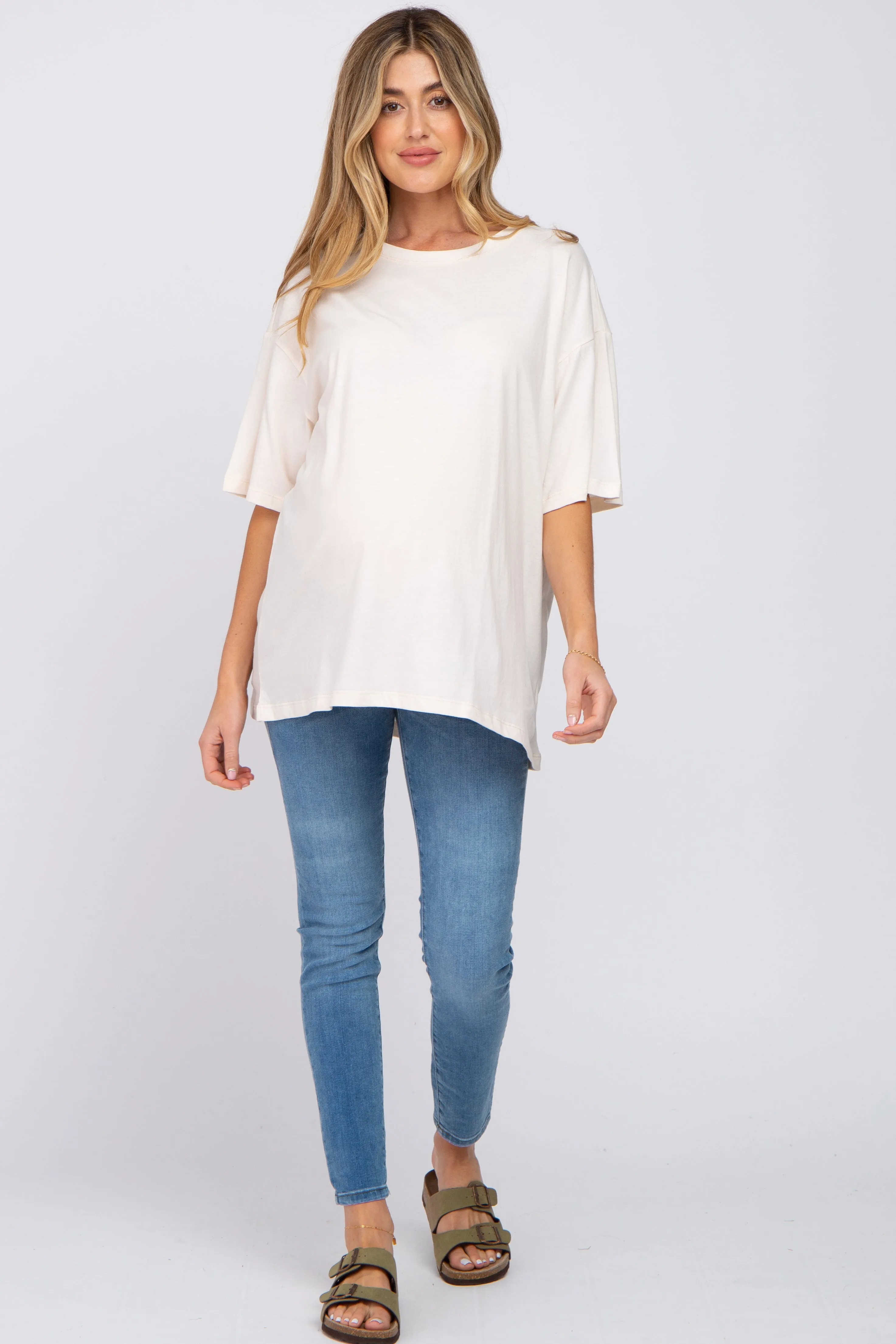 Ivory oversized maternity tee