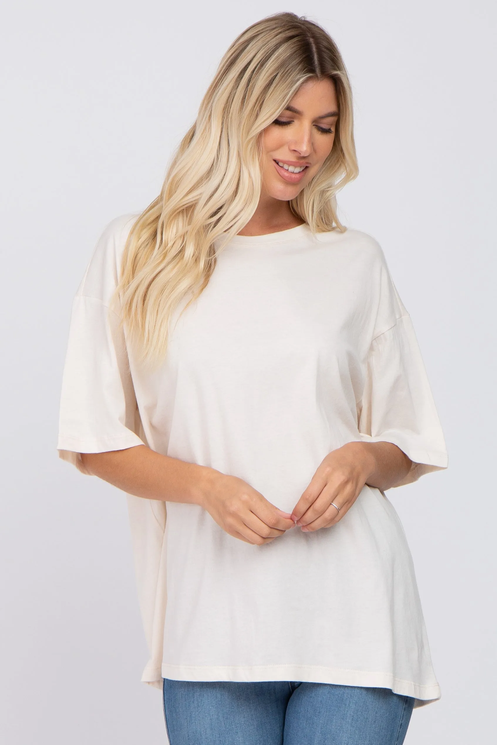 Ivory oversized maternity tee