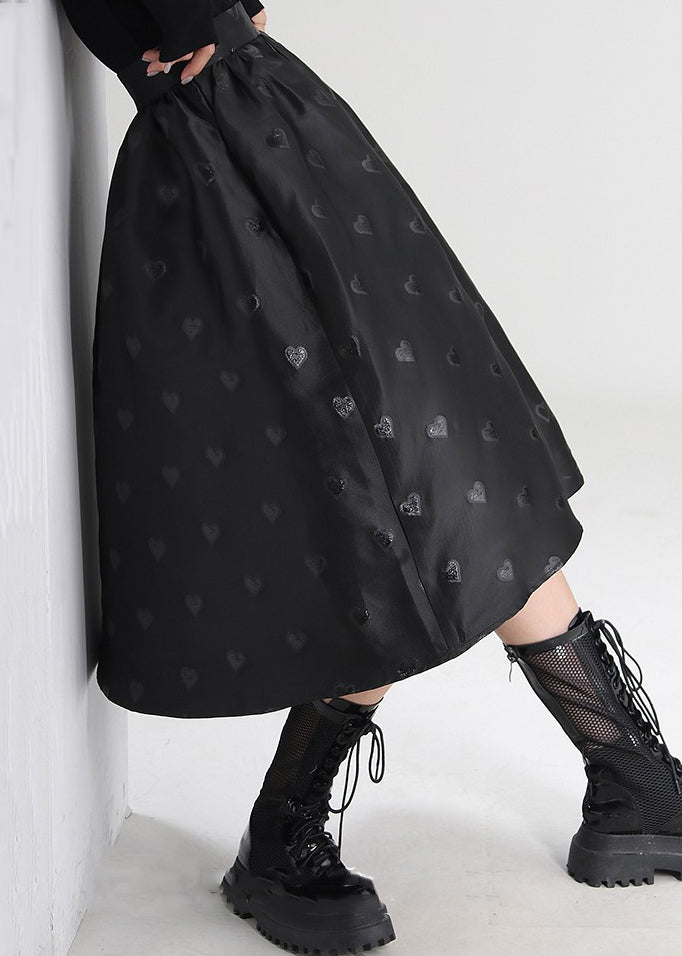 Jacquard Black High Waist Cotton Skirts Spring AB1034