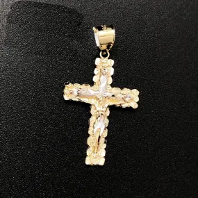 Jesus Crucifix Pendant Medium 10K Yellow Gold Cross Nugget