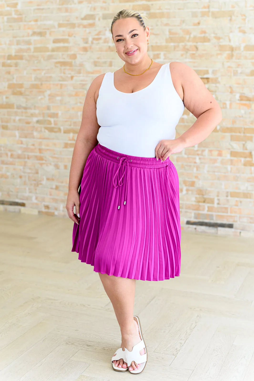 Magenta Just a Flirt Pleated Skirt