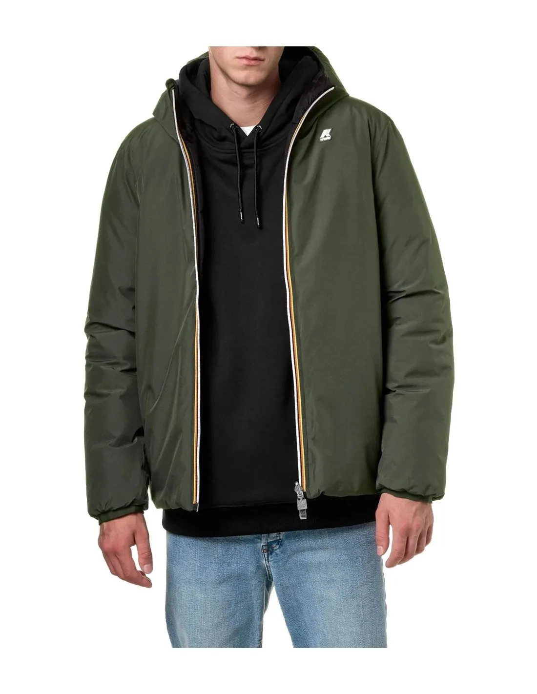 K-way uomo K4121NW Jack thermo verde nero giubbino reversibile.