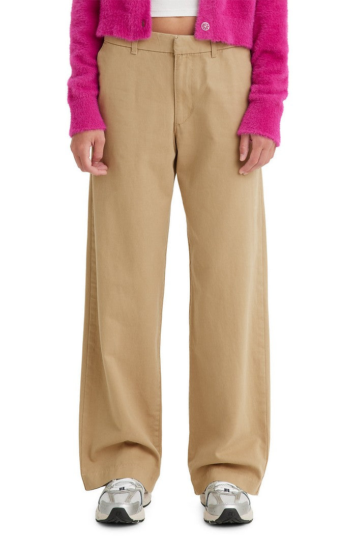 Khaki Twill Baggy Trousers