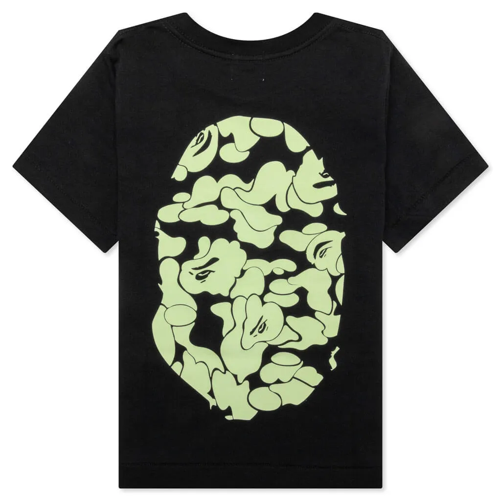 Black Kid's Glow in The Dark Camo Big Ape Head Tee