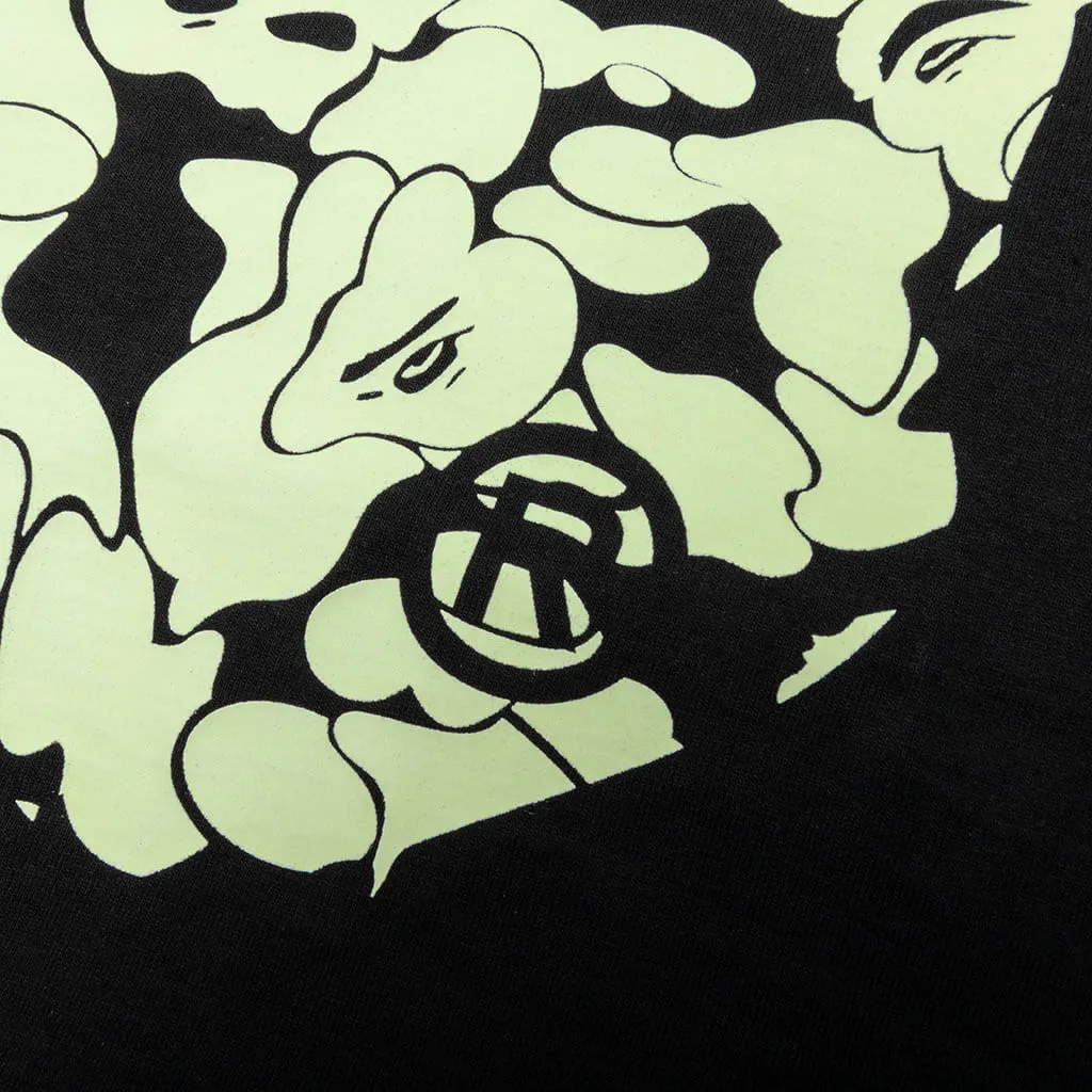 Black Kid's Glow in The Dark Camo Big Ape Head Tee