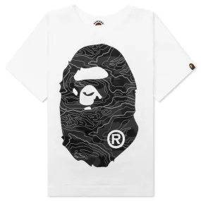 White and Black Kid's Layered Line Camo Big Ape Head Tee