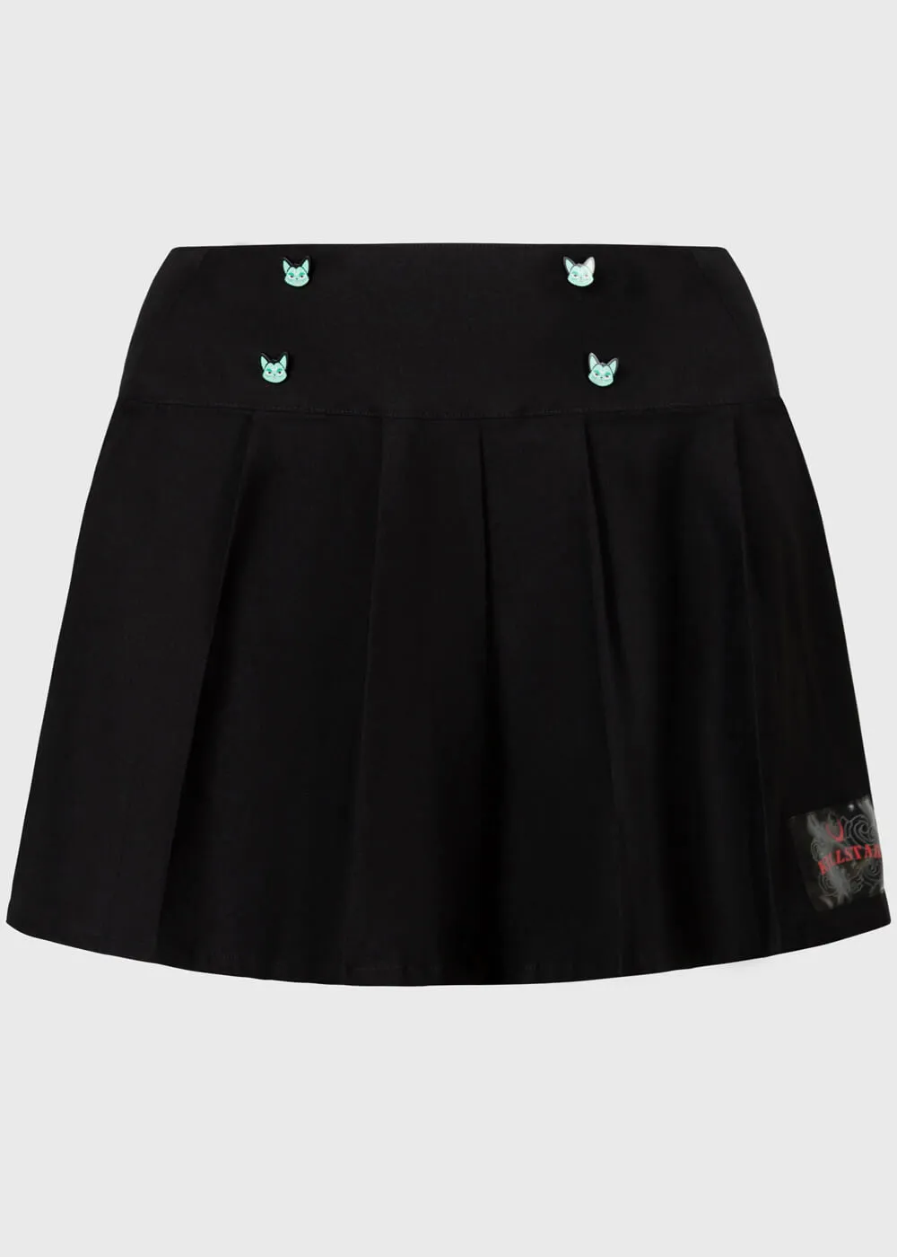 Black Vampurr Cat Pleated Skirt by Killstar