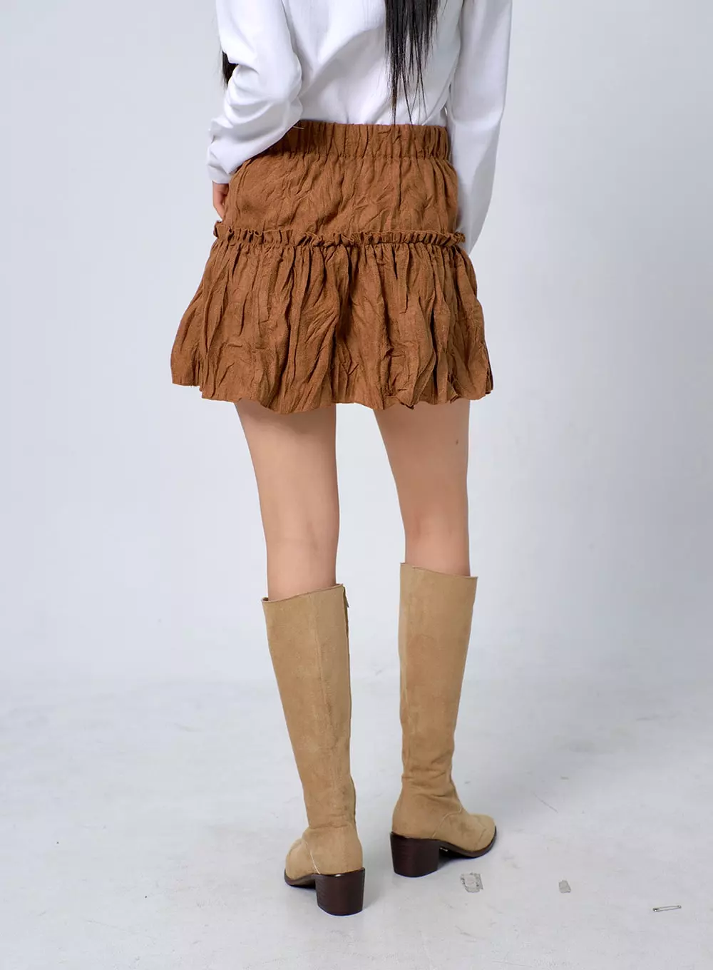 Lace-Up Ruffle Mini Skirt BJ331