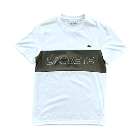 Lacoste Colorblock T-shirt: Regular Fit, Printed Design (White/Olive)