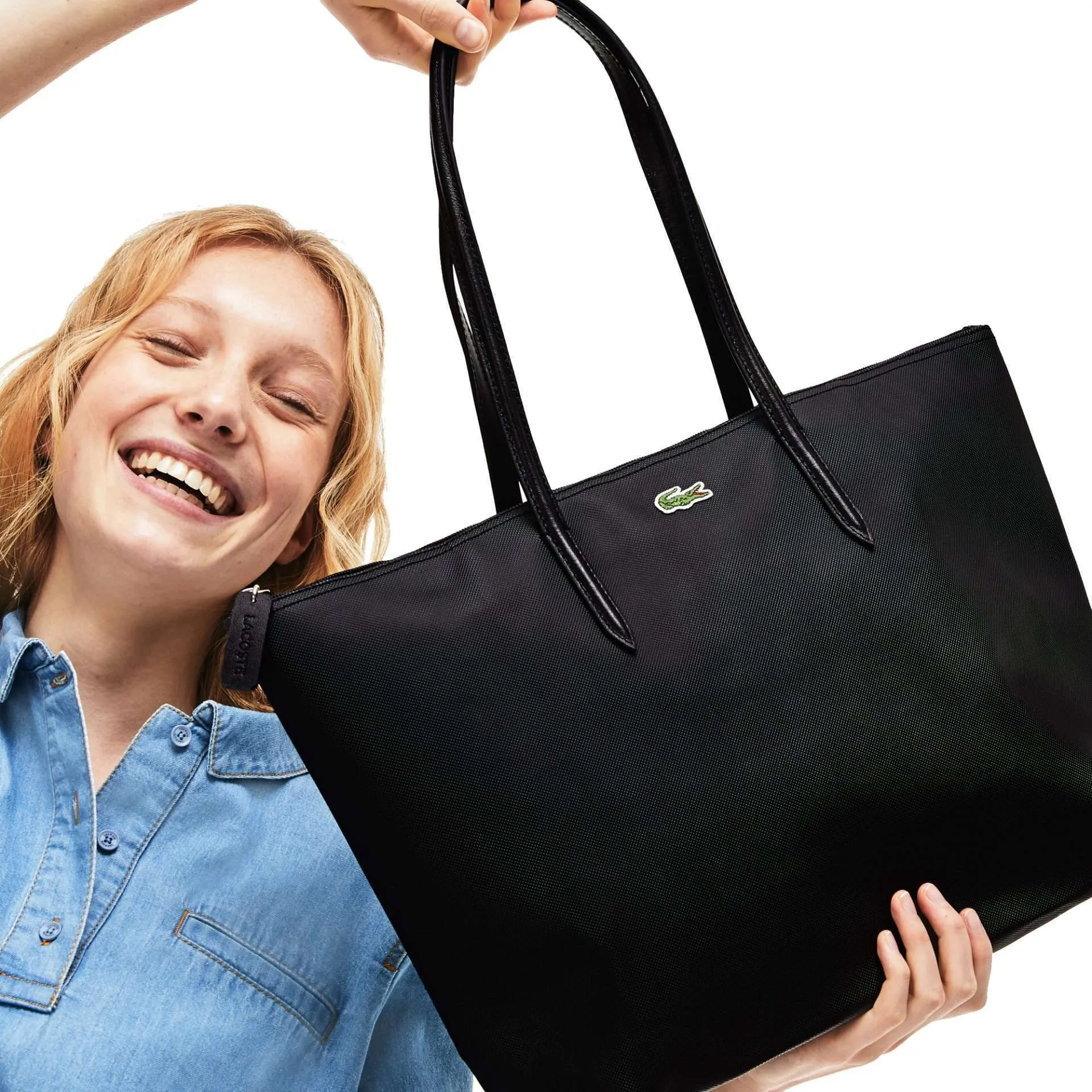 Lacoste Women's L.12.12 Concept Zip Black Tote Bag