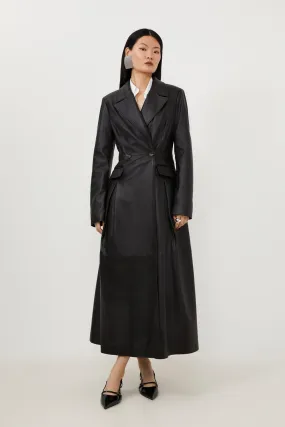 Button Leather Coat by Karen Millen