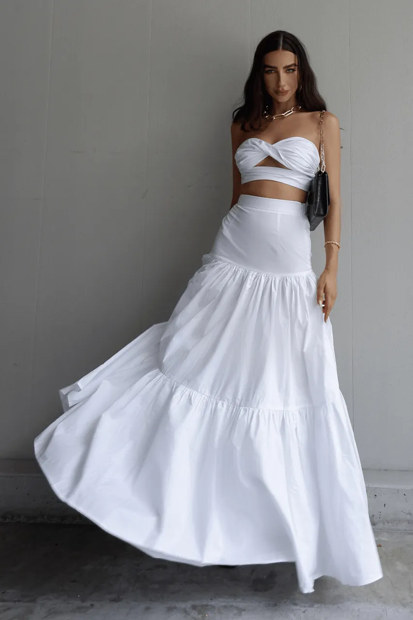 White Leilani Maxi Skirt