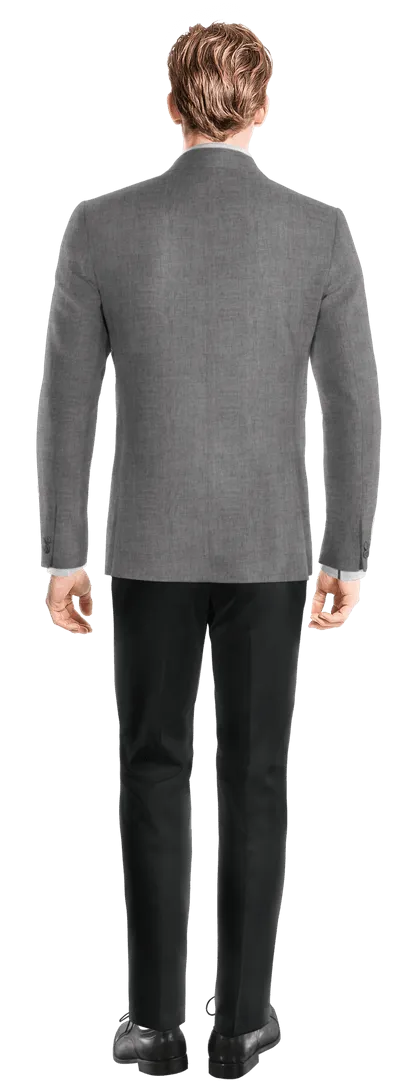 Lightweight slim fit grey linen blazer