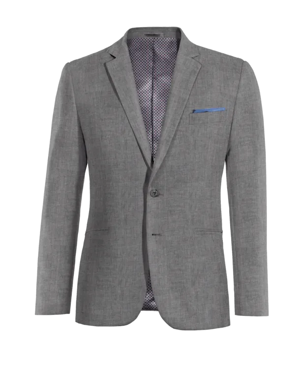 Lightweight slim fit grey linen blazer