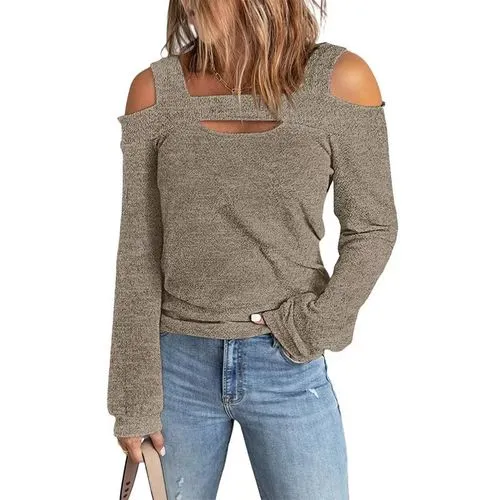 Long Sleeve Backless Fashion Solid Color Women's T-shirt