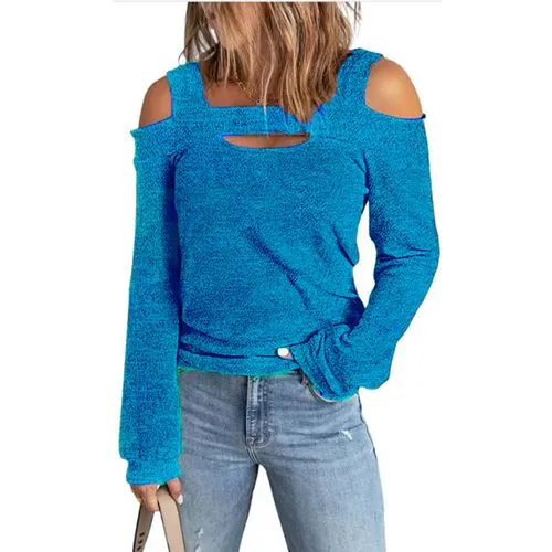 Long Sleeve Backless Fashion Solid Color Women's T-shirt